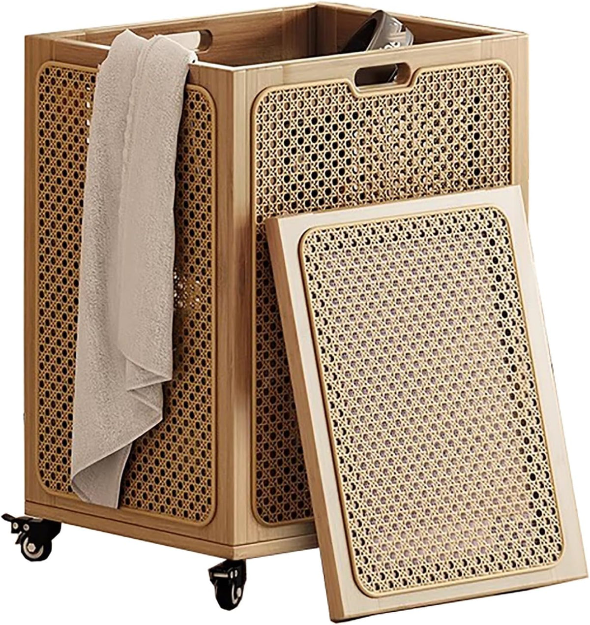 Choisissez un panier a linge qui se deplace sur roulettes avec un couvercle